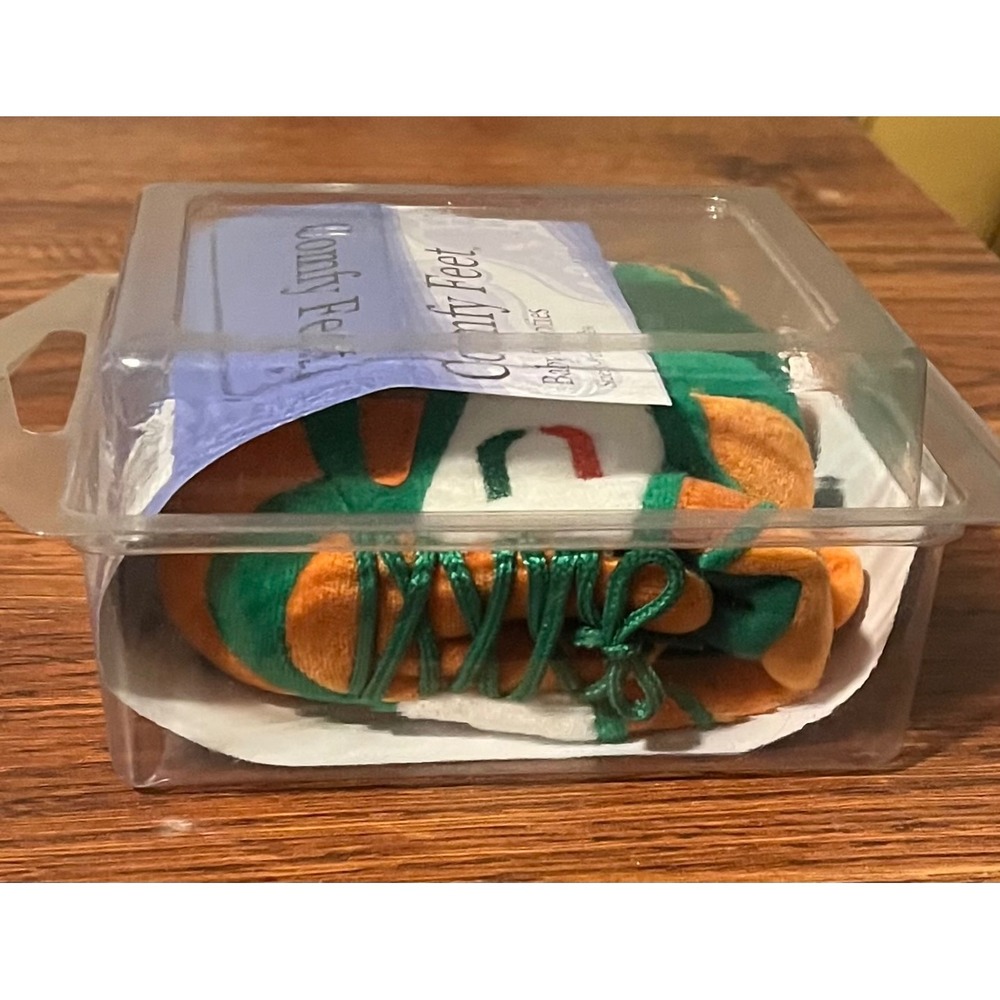 Miami Hurricanes Comfy Feet Baby Booties NCAA Green Orange Slippers 0-9 Months
